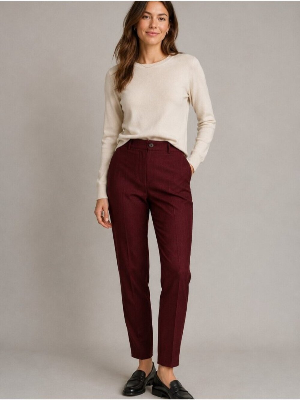 Tiger of Sweden Burgundy Wool Blend Blossom Trousers Size 26"